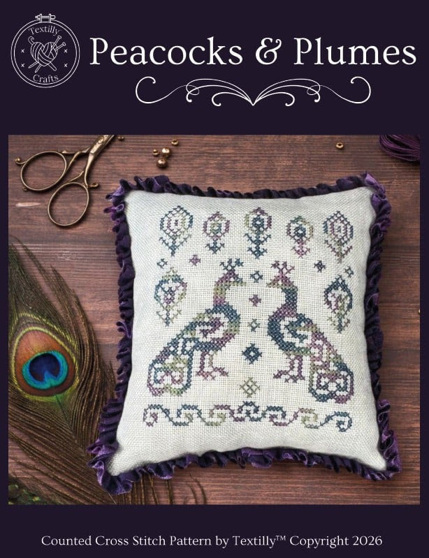 Peacock and Plumes - Textilly Crafts - Cross Stitch Pattern