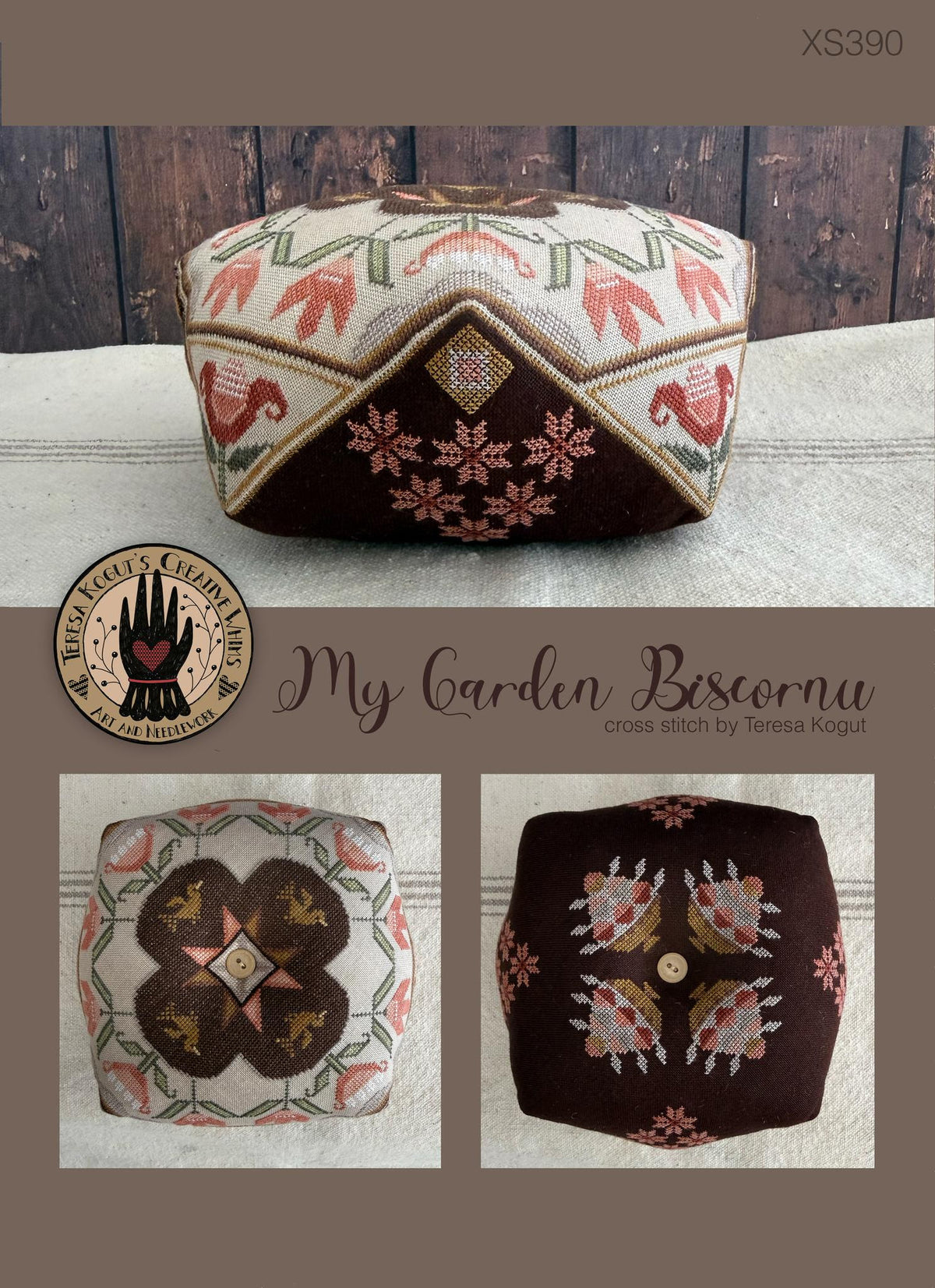 My Garden Biscornu - Teresa Kogut - Cross Stitch Pattern, Needlecraft Patterns, The Crafty Grimalkin - A Cross Stitch Store