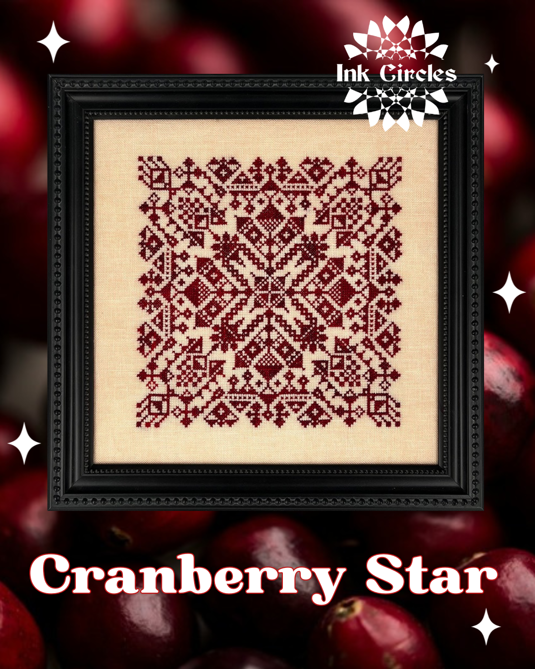 PREORDER Cranberry Star - Ink Circles - Cross Stitch Pattern