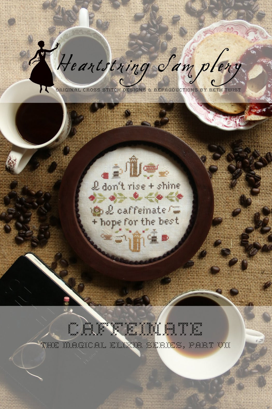 PREORDER Caffeinate - Heartstring Samplery - Cross Stitch Pattern