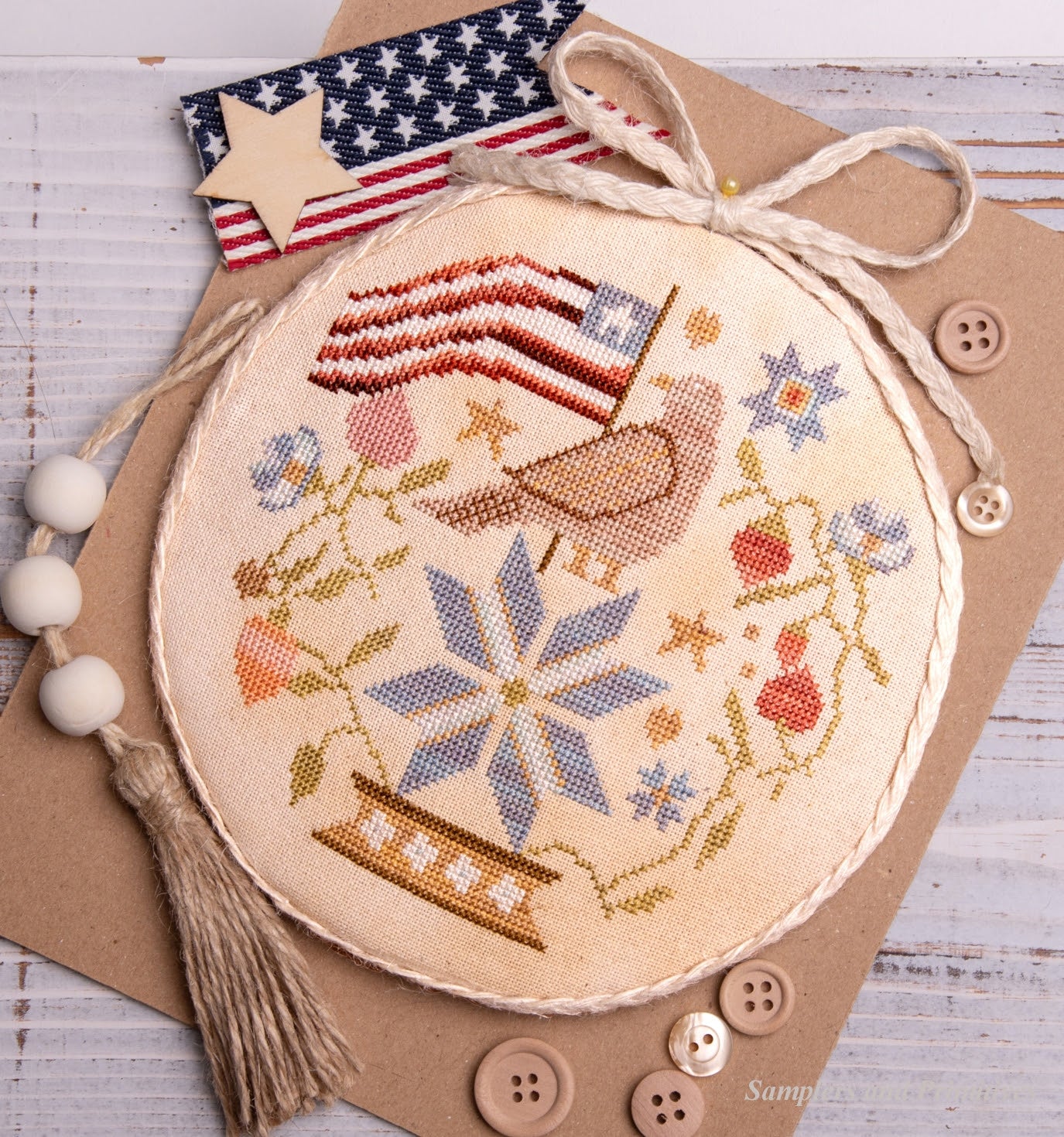 PREORDER - Liberty Bird - Samplers and Primitives - Cross Stitch Pattern