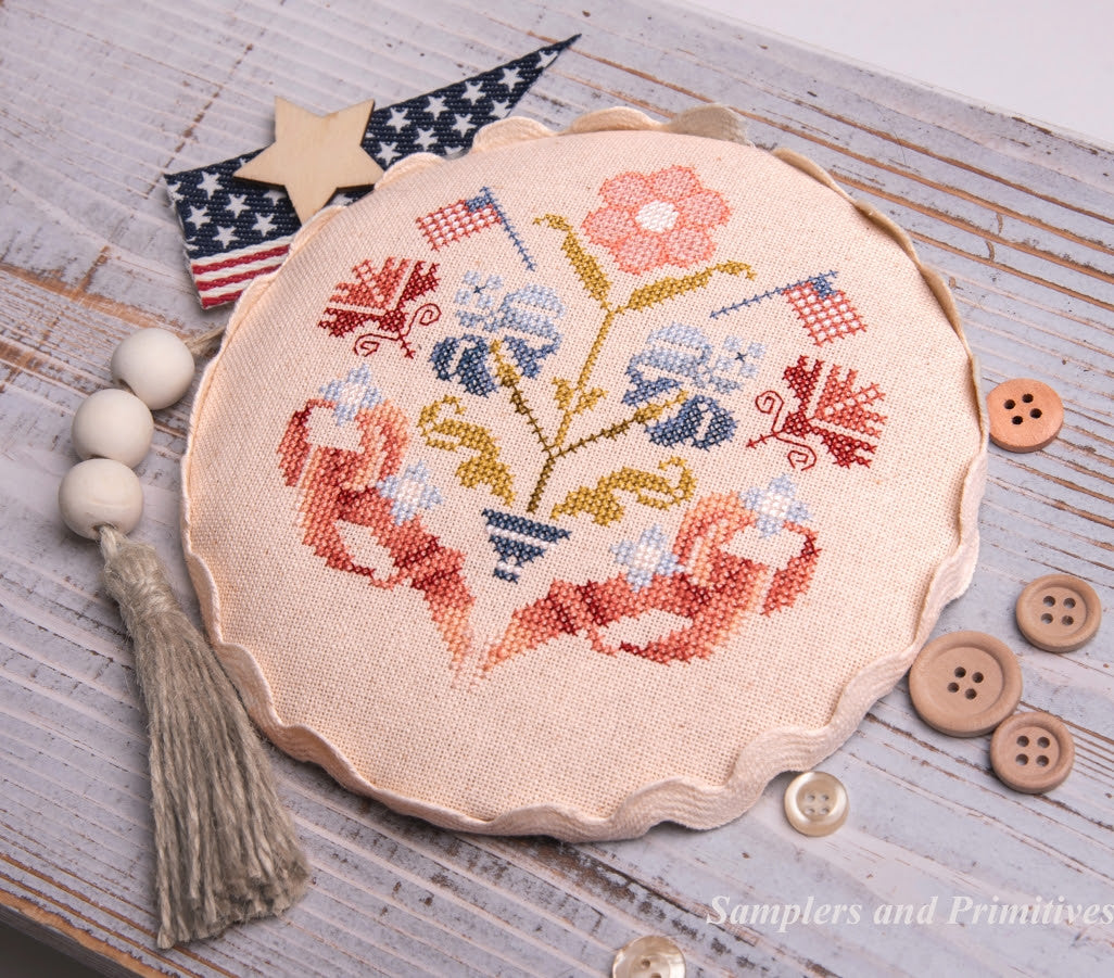 PREORDER - Freedom Flowers - Samplers and Primitives - Cross Stitch Pattern, Needlecraft Patterns, The Crafty Grimalkin - A Cross Stitch Store