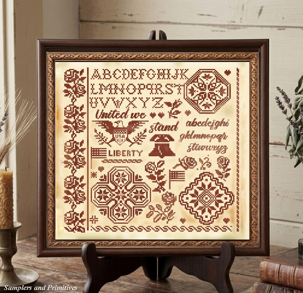 PREORDER - United We Stand Quaker - Samplers and Primitives - Cross Stitch Pattern
