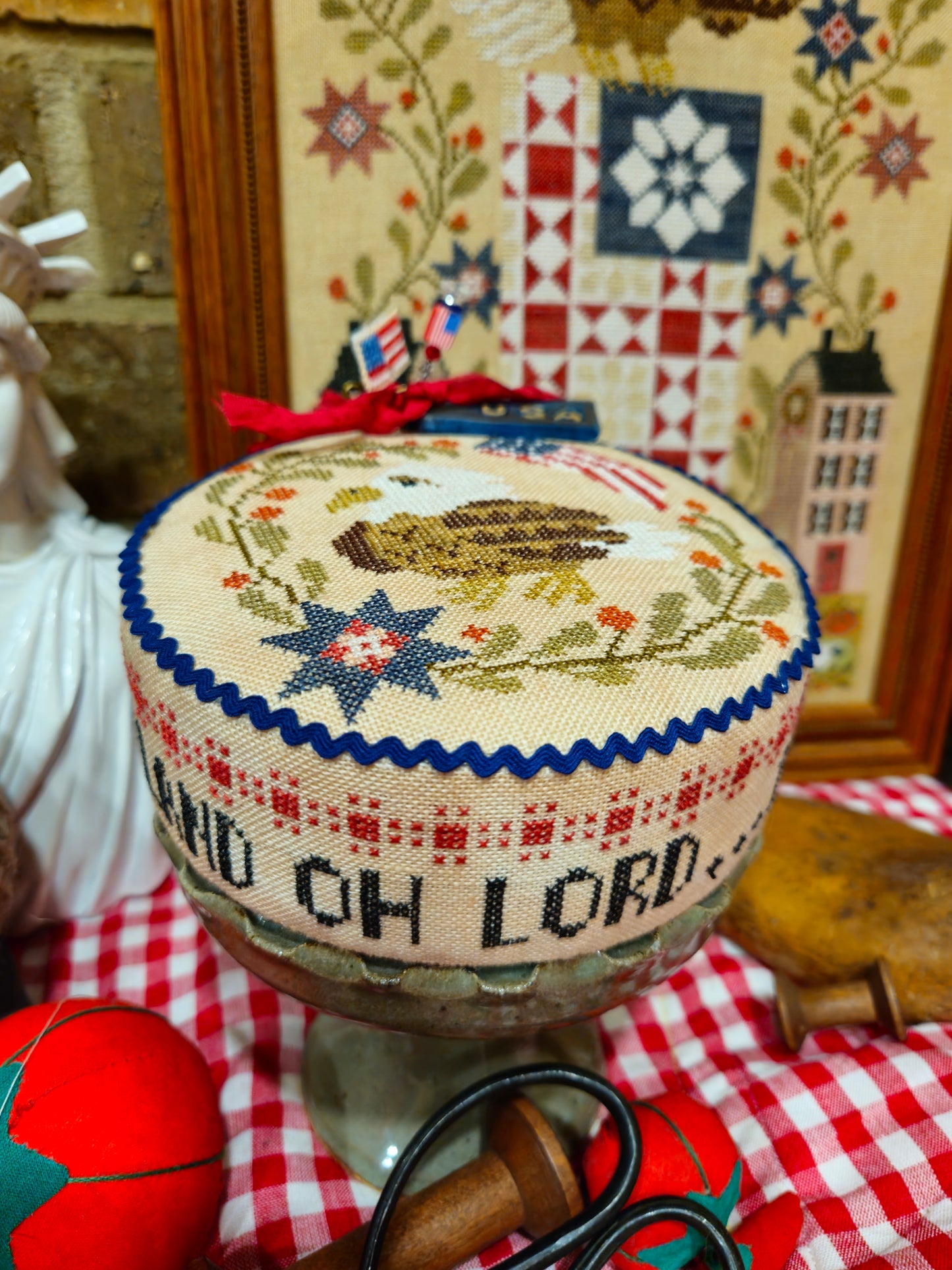 PREORDER Heal Our Land Pin Drum Shortie - Quaint Rose Needle Arts - Cross Stitch Pattern