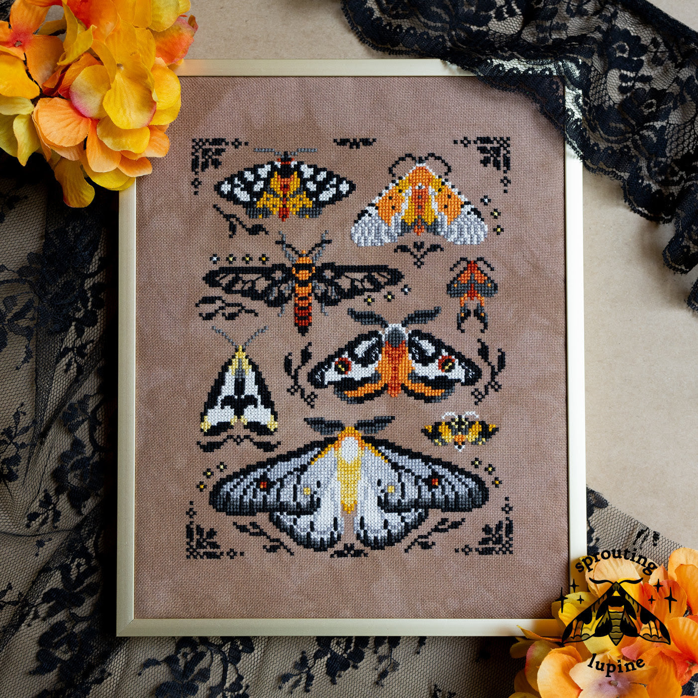 PREORDER Ochre Wings - Sprouting Lupine - Cross Stitch Pattern