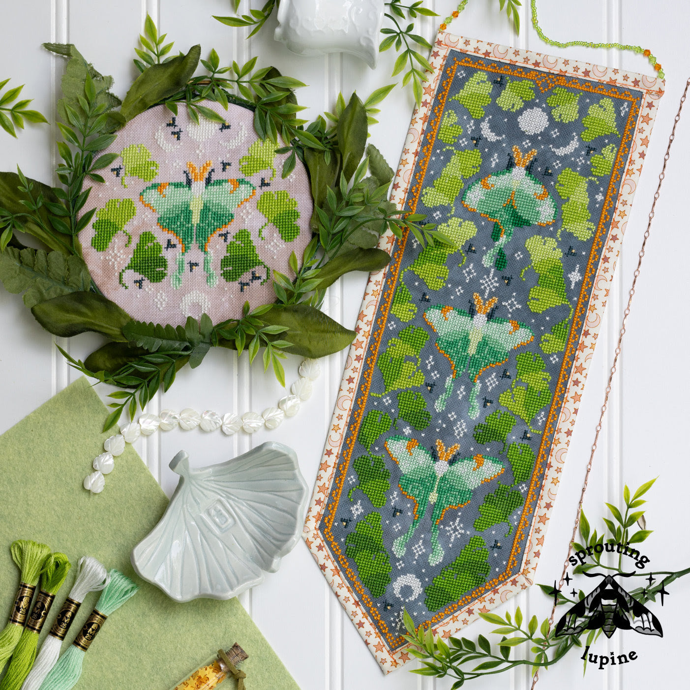 PREORDER Verdant Reverie - Sprouting Lupine - Cross Stitch Pattern