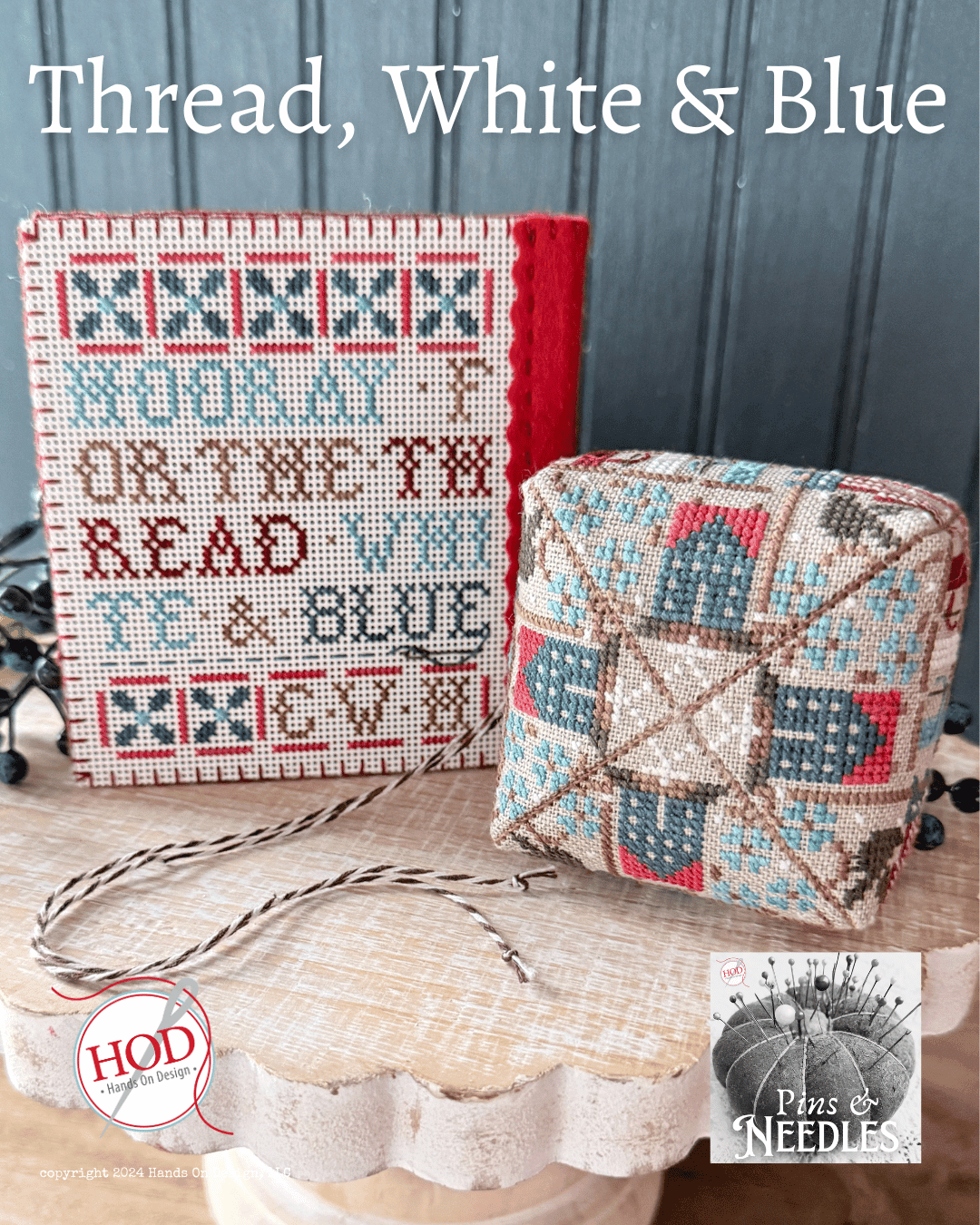 Thread, White & Blue - Hands on Design - Cross Stitch Pattern