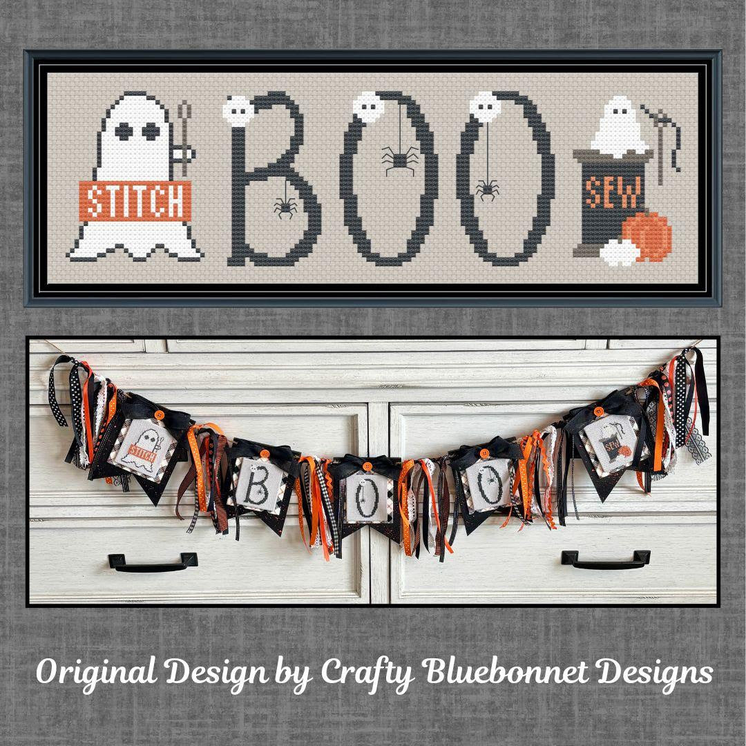 PREORDER Boo Banner - Crafty Bluebonnet Designs - Cross Stitch Pattern