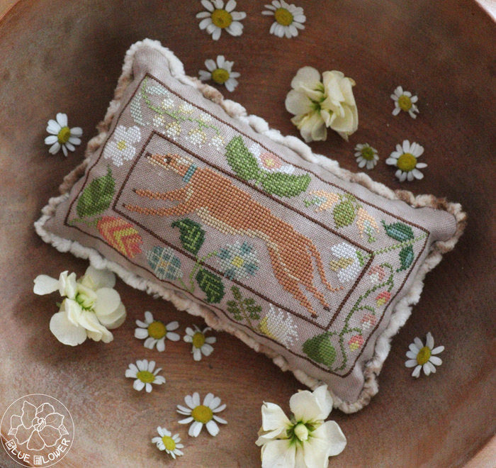 PRE-ORDER Tudor Hound - The Blue Flower - Cross Stitch Pattern, Needlecraft Patterns, Needlecraft Patterns, The Crafty Grimalkin - A Cross Stitch Store