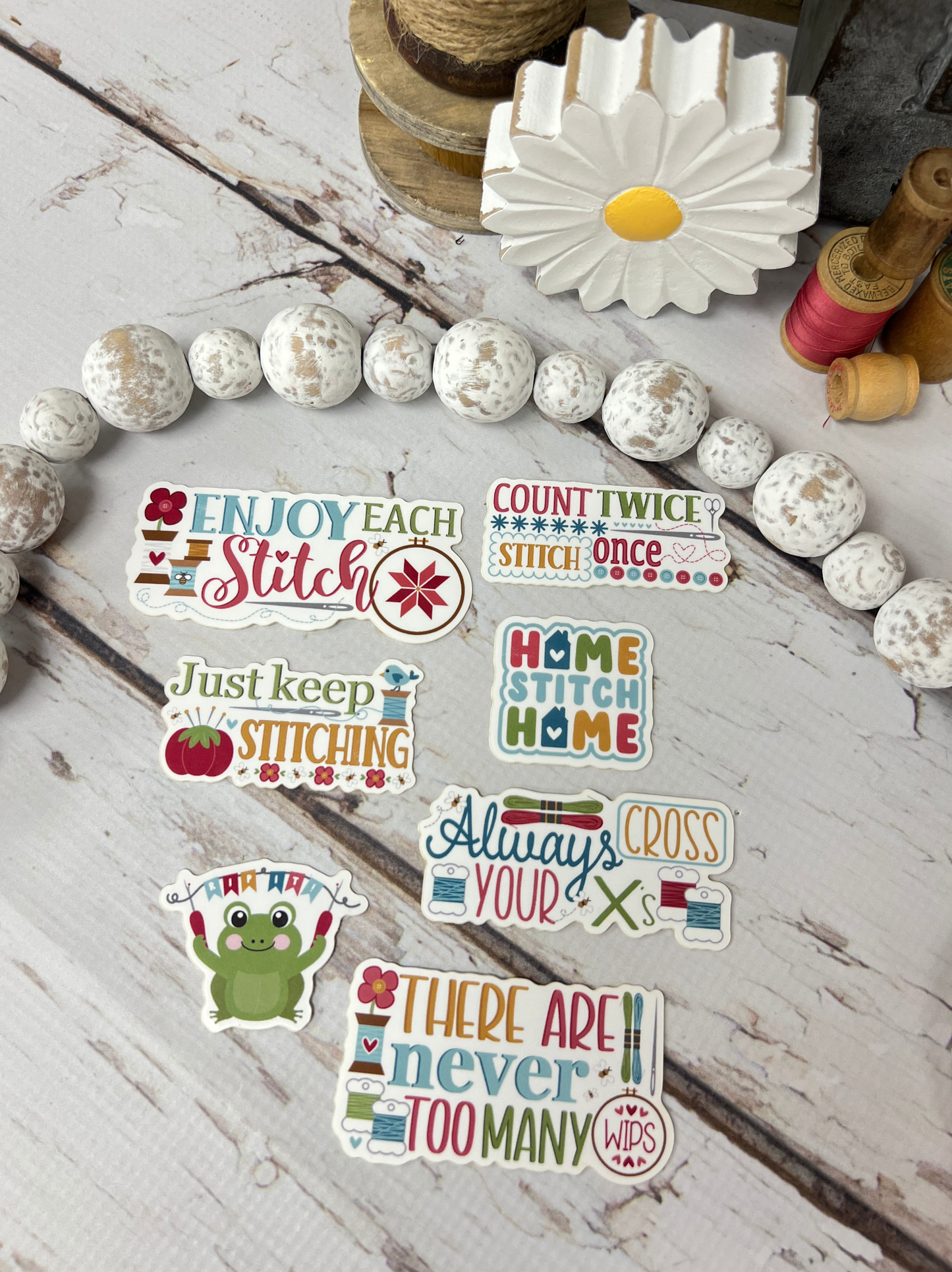 Stitching Stickers - Primrose Cottage Stickers, Needlecraft Patterns, The Crafty Grimalkin - A Cross Stitch Store