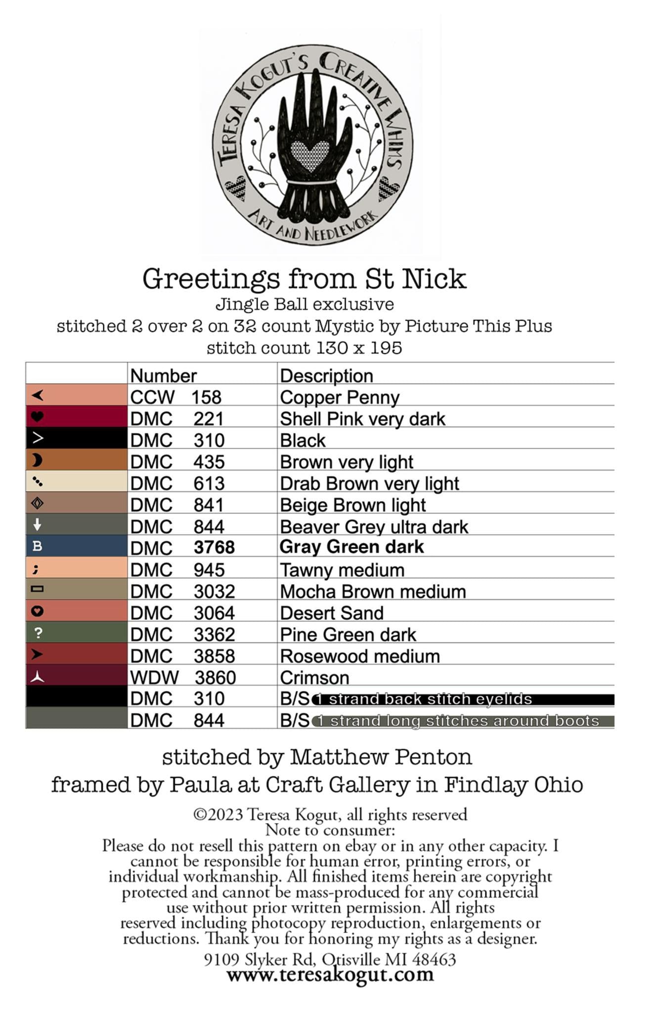 Greetings from St Nick - Teresa Kogut - Cross Stitch Pattern