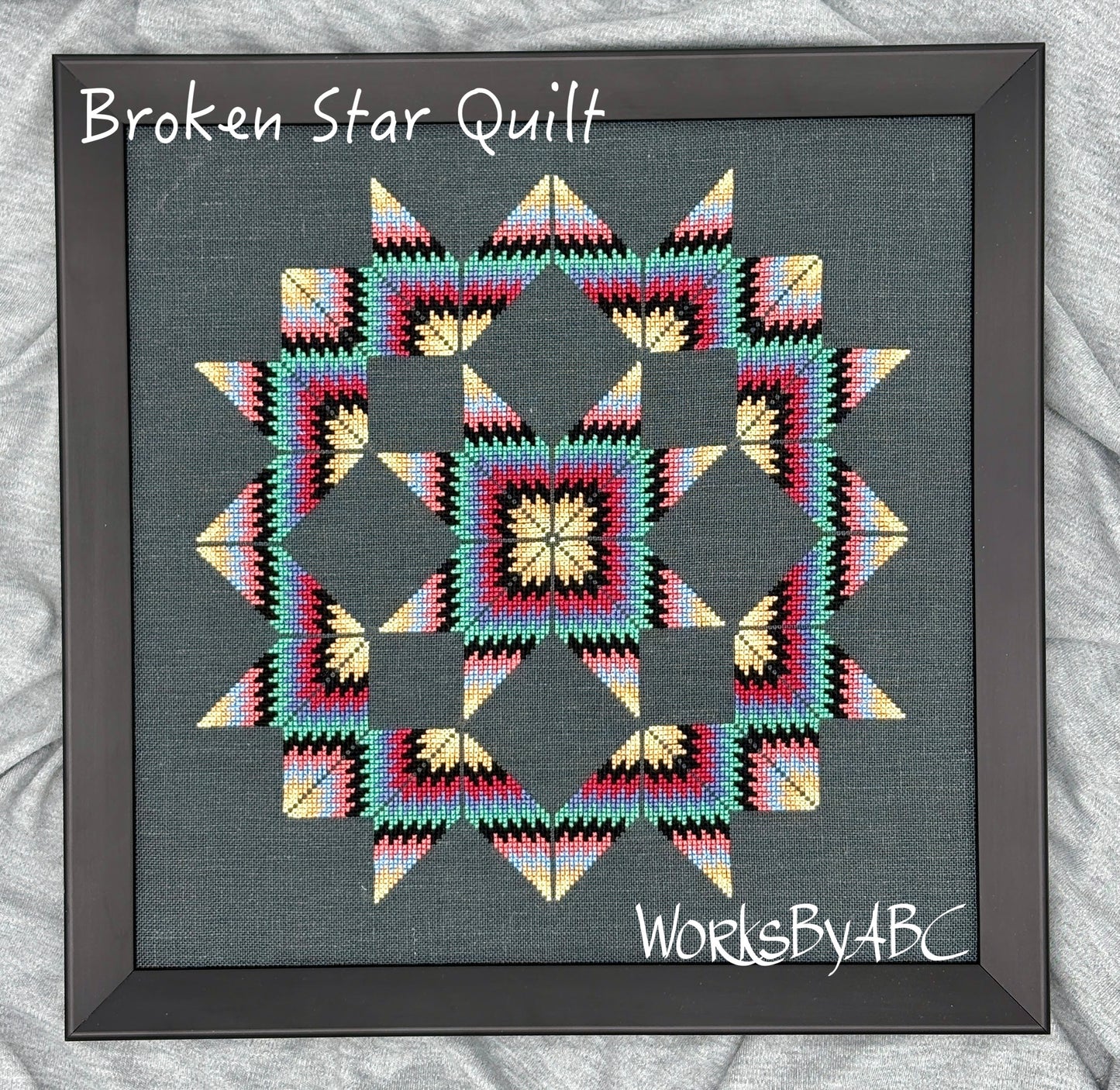 PREORDER Broken Star Quilt - Works by ABC - Cross Stitch Pattern, Needlecraft Patterns, The Crafty Grimalkin - A Cross Stitch Store