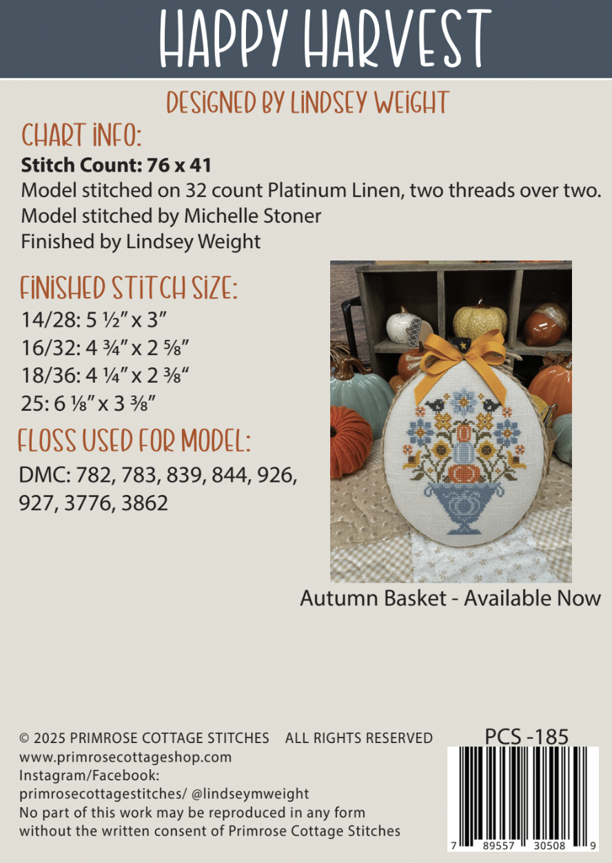 PREORDER Happy Harvest - Primrose Cottage Stitches - Cross Stitch Pattern