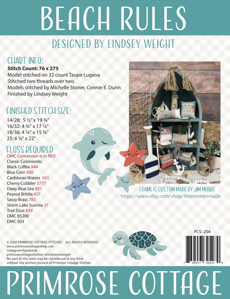 Beach Rules - Primrose Cottage - Cross Stitch Pattern