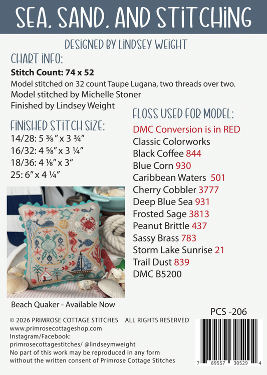 Sea, Sand, and Stitching - Primrose Cottage - Cross Stitch Pattern