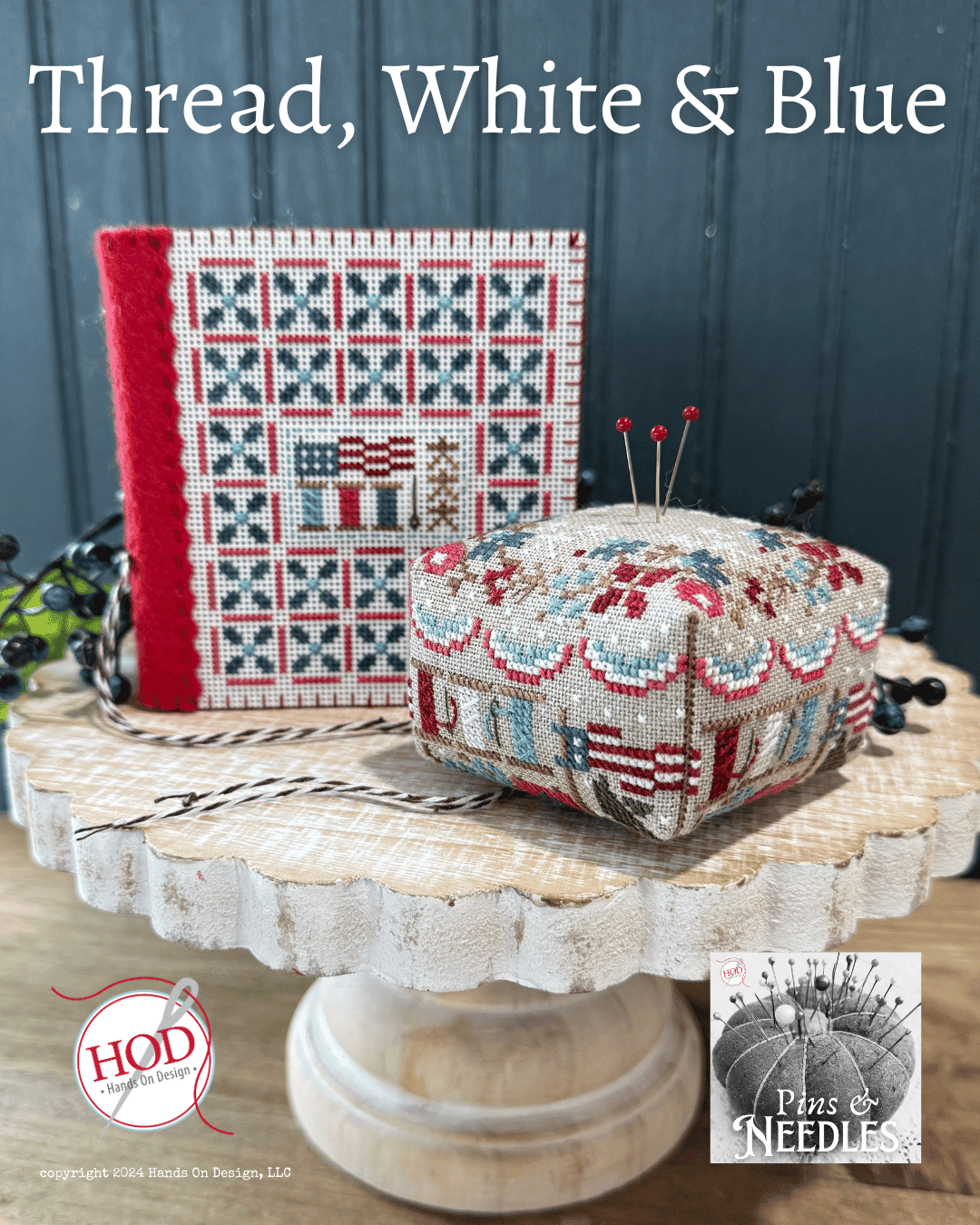 Thread, White & Blue - Hands on Design - Cross Stitch Pattern, Needlecraft Patterns, The Crafty Grimalkin - A Cross Stitch Store