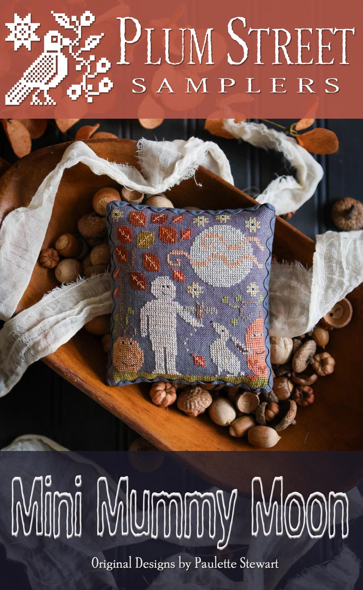 Mini Mummy Moon - Plum Street Samplers - Cross Stitch Pattern