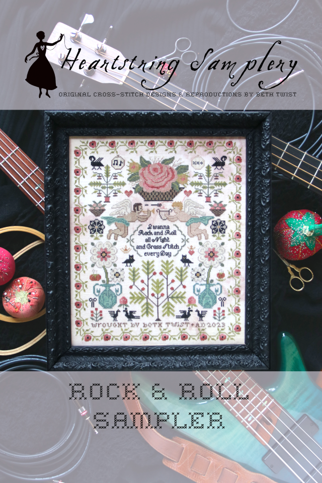 PREORDER Rock & Roll Sampler - Heartstring Samplery - Cross Stitch Pattern, Needlecraft Patterns, Needlecraft Patterns, The Crafty Grimalkin - A Cross Stitch Store