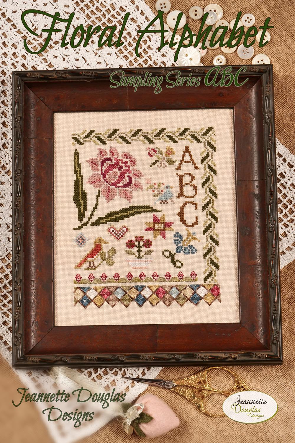 PREORDER ABC, Floral Alphabet Sampling Series - Jeannette Douglas - Cross Stitch Pattern, Needlecraft Patterns, The Crafty Grimalkin - A Cross Stitch Store