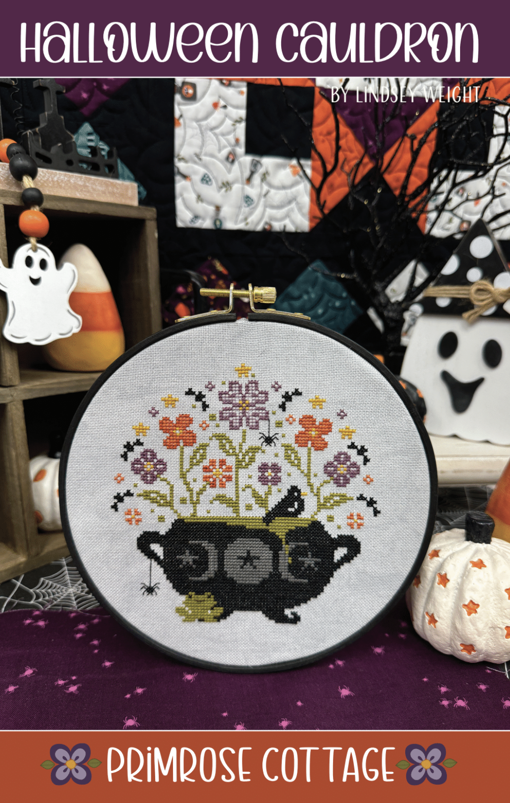 Halloween Cauldron - Primrose Cottage - Cross Stitch Pattern, Needlecraft Patterns, The Crafty Grimalkin - A Cross Stitch Store