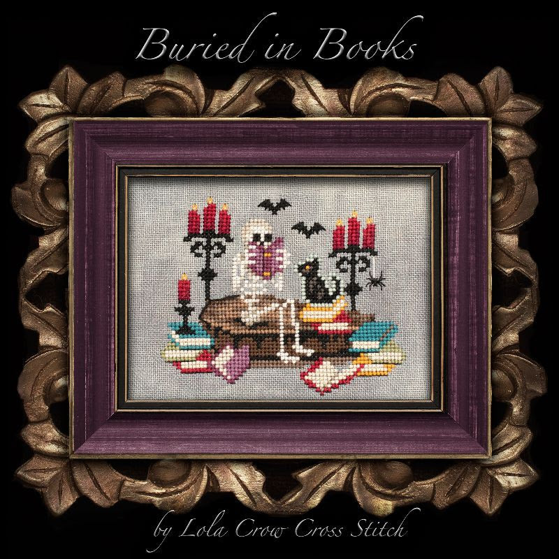 Buried in Books - Lola Crow - Cross Stitch Pattern