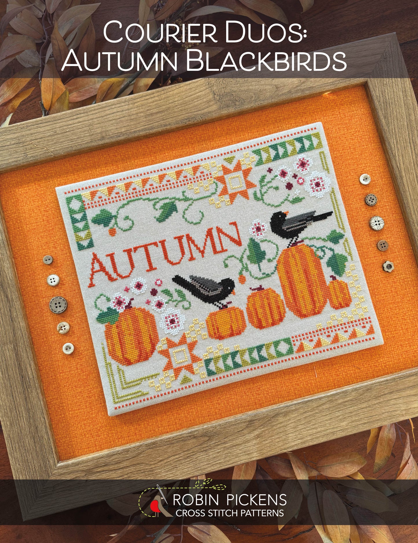 PREORDER Courier Duos: Autumn Blackbirds - Robin Pickens - Cross Stitch Pattern, Needlecraft Patterns, The Crafty Grimalkin - A Cross Stitch Store