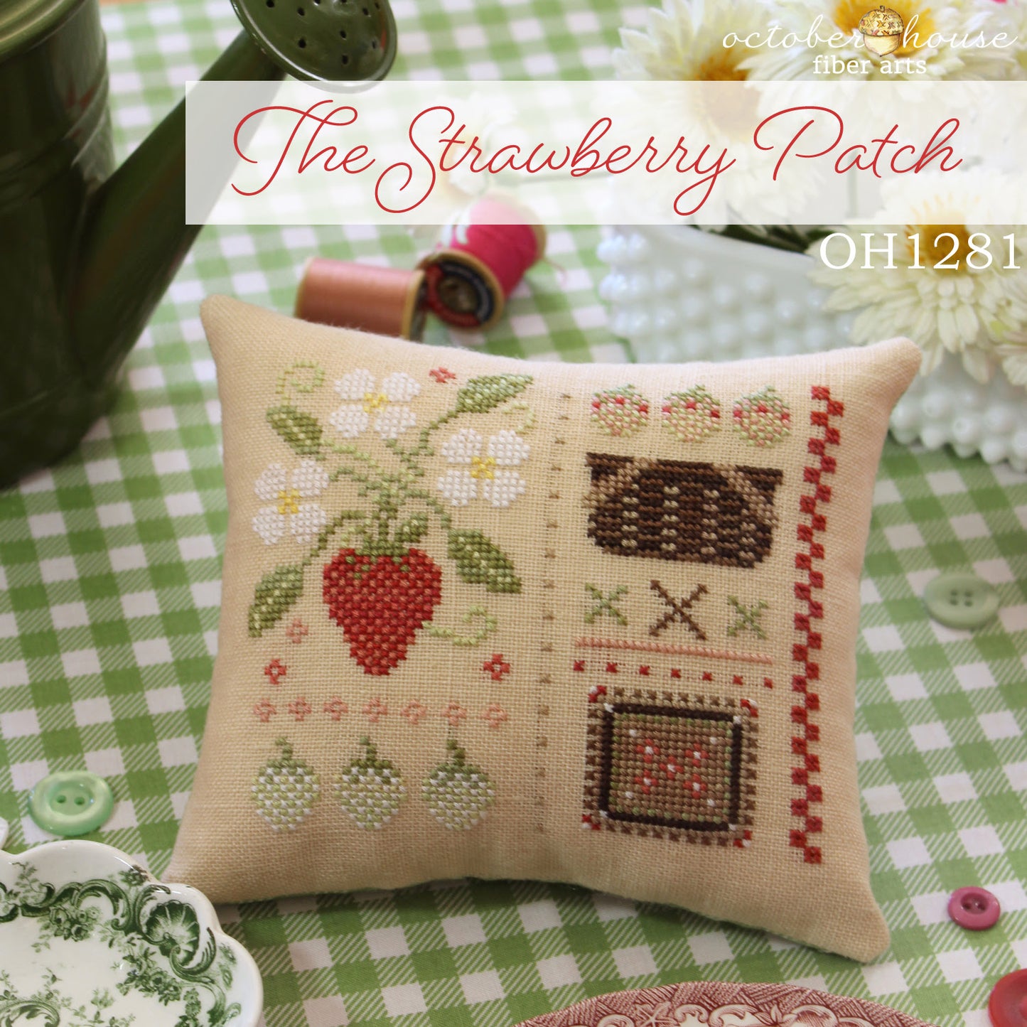 PREORDER The Strawberry Patch - October House Fiber Arts - Cross Stitch Pattern, Needlecraft Patterns, The Crafty Grimalkin - A Cross Stitch Store