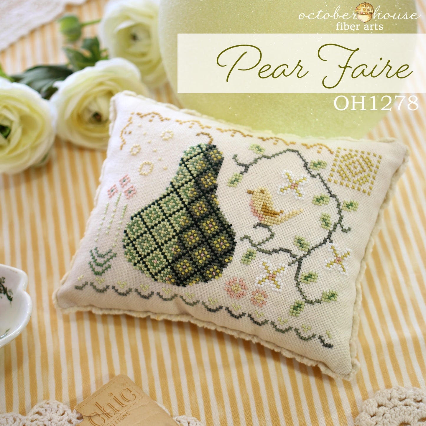 PREORDER Pear Faire - October House Fiber Arts - Cross Stitch Pattern, Needlecraft Patterns, The Crafty Grimalkin - A Cross Stitch Store