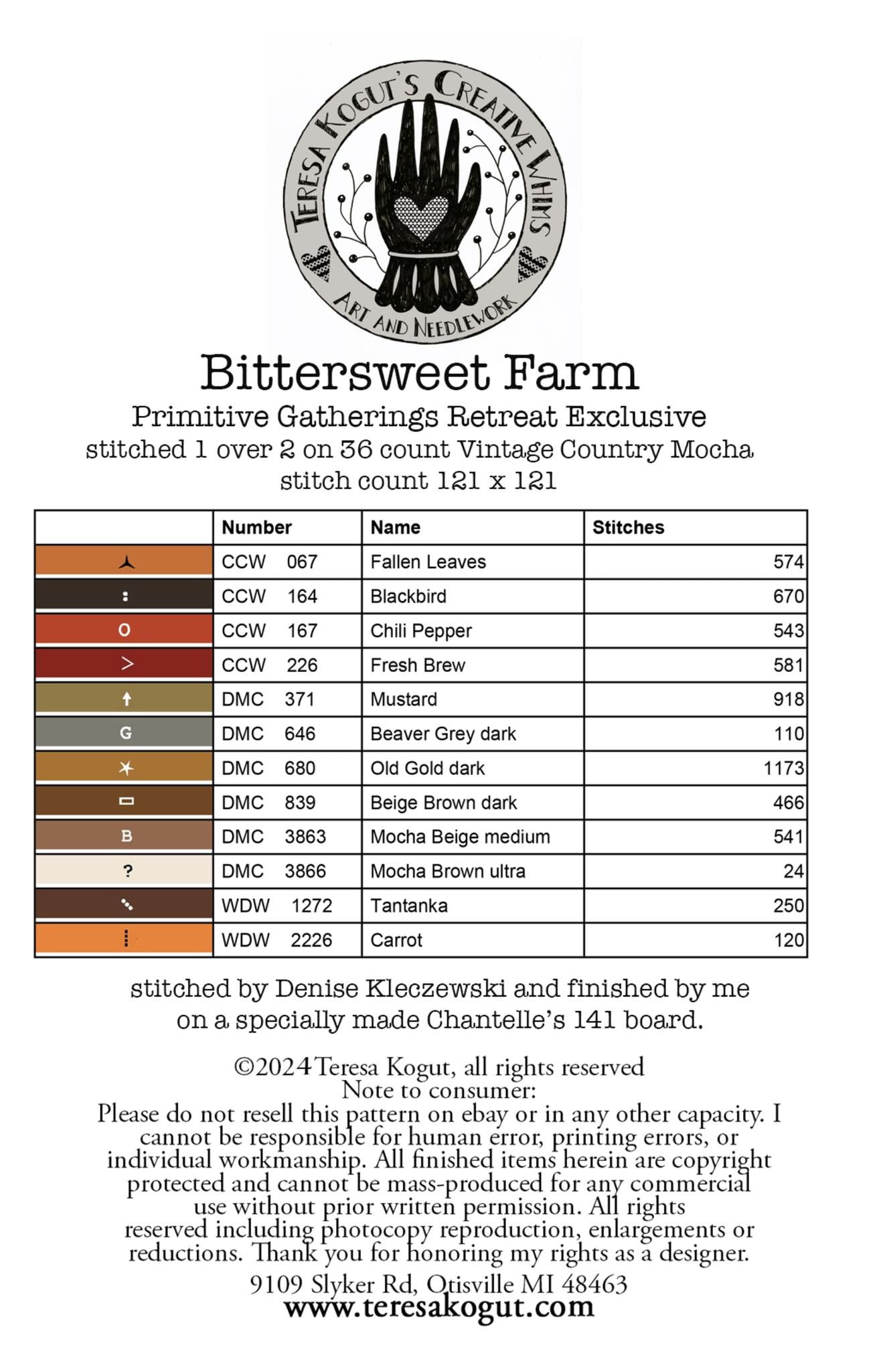 Bittersweet Farm - Teresa Kogut - Cross Stitch Pattern