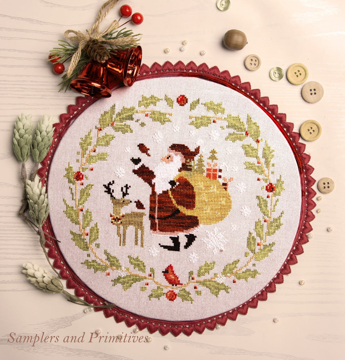 PREORDER Santa and Friends - Samplers and Primitives - Cross Stitch Pattern, Needlecraft Patterns, The Crafty Grimalkin - A Cross Stitch Store