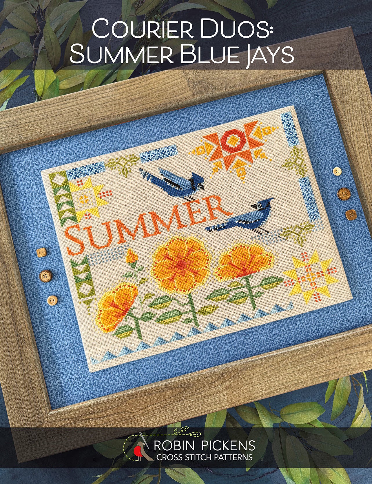 PREORDER Courier Duos: Summer Blue Jays - Robin Pickens - Cross Stitch Pattern, Needlecraft Patterns, The Crafty Grimalkin - A Cross Stitch Store