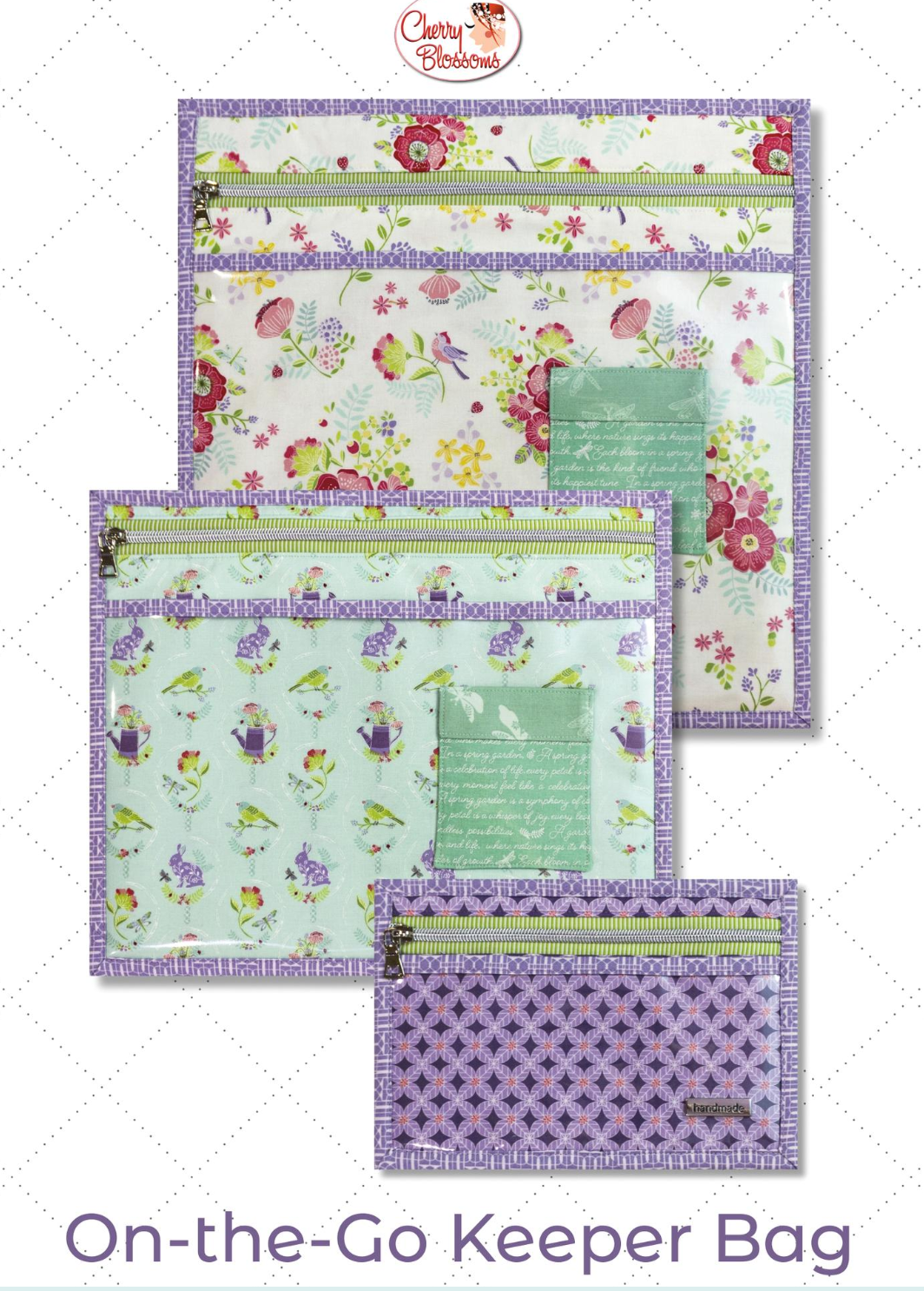 PREORDER On The Go Keeper Bag - Cherry Blossoms - Sewing Pattern, Needlecraft Patterns, The Crafty Grimalkin - A Cross Stitch Store