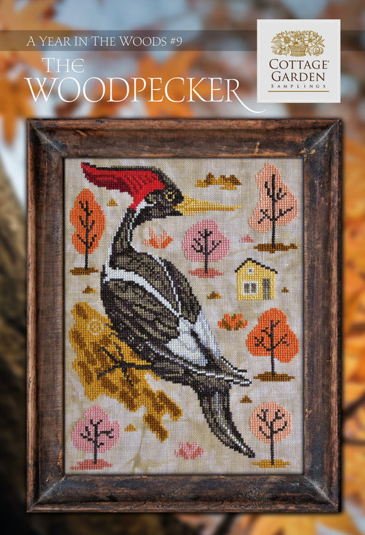 A Year in the Woods 9 - The Woodpecker - Cottage Garden Samplings - Cross Stitch Pattern, Needlecraft Patterns, Needlecraft Patterns, The Crafty Grimalkin - A Cross Stitch Store