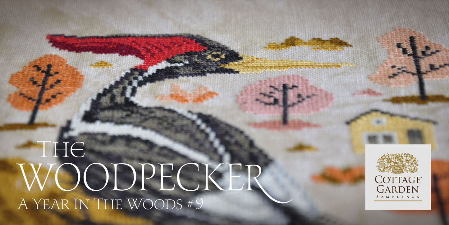 A Year in the Woods 9 - The Woodpecker - Cottage Garden Samplings - Cross Stitch Pattern, Needlecraft Patterns, Needlecraft Patterns, The Crafty Grimalkin - A Cross Stitch Store