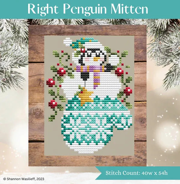 Right Penguin Mitten - Shannon Christine Designs - Cross Stitch Pattern, Needlecraft Patterns, The Crafty Grimalkin - A Cross Stitch Store
