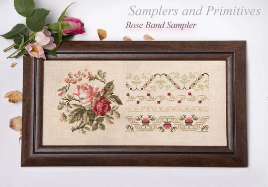 PRE-ORDER - Rose Band Sampler - Samplers and Primitives - Cross Stitch Pattern, Needlecraft Patterns, The Crafty Grimalkin - A Cross Stitch Store