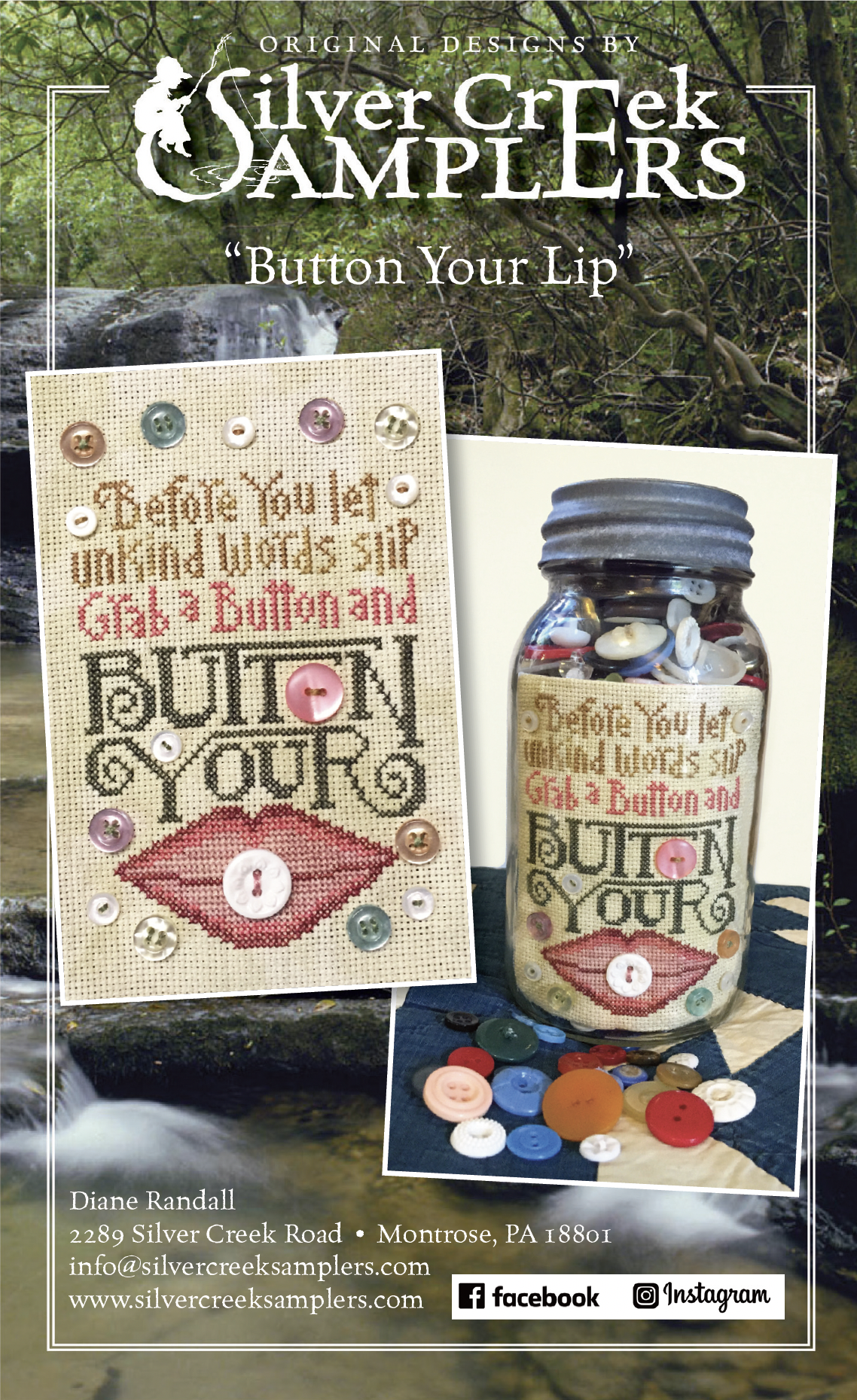 Button Your Lip - Silver Creek Samplers - Cross Stitch Pattern