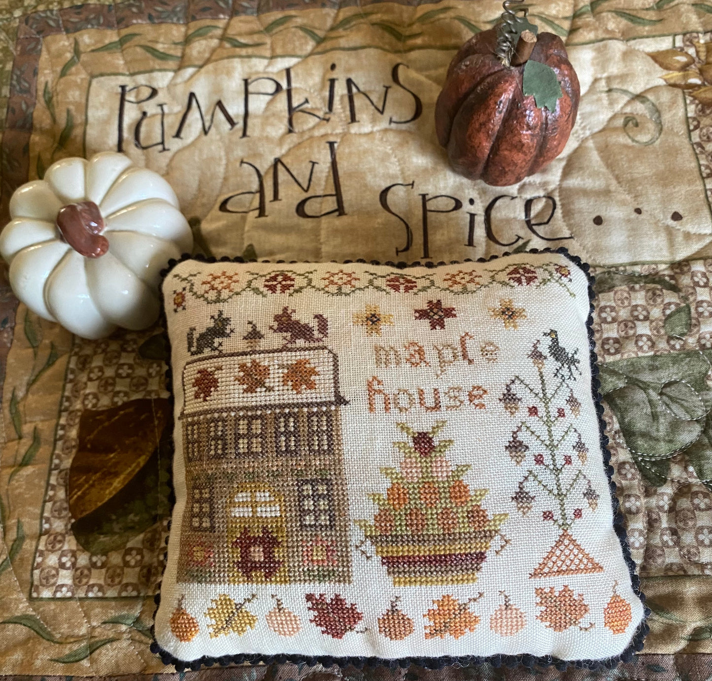 Maple House - The Houses on Pumpkin Lane #3 - Pansy Patch Quilts and Stitchery, Needlecraft Patterns, The Crafty Grimalkin - A Cross Stitch Store