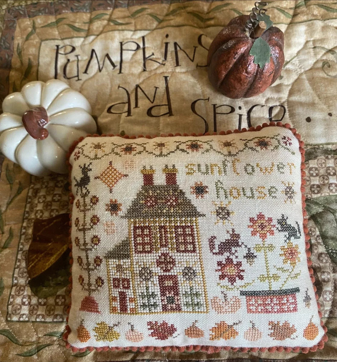 Sunflower House - The Houses on Pumpkin Lane #4 - Pansy Patch Quilts and Stitchery, Needlecraft Patterns, Needlecraft Patterns, The Crafty Grimalkin - A Cross Stitch Store