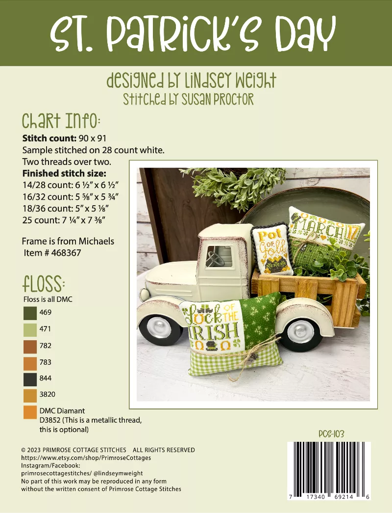 St. Patrick's Day - Primrose Cottage Stitches - Cross Stitch Pattern, Needlecraft Patterns, Needlecraft Patterns, The Crafty Grimalkin - A Cross Stitch Store
