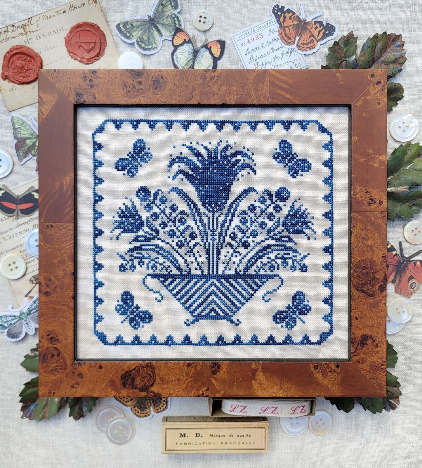 Basket and Butterflies - Hello From Liz Mathews - Cross Stitch Pattern, Needlecraft Patterns, The Crafty Grimalkin - A Cross Stitch Store