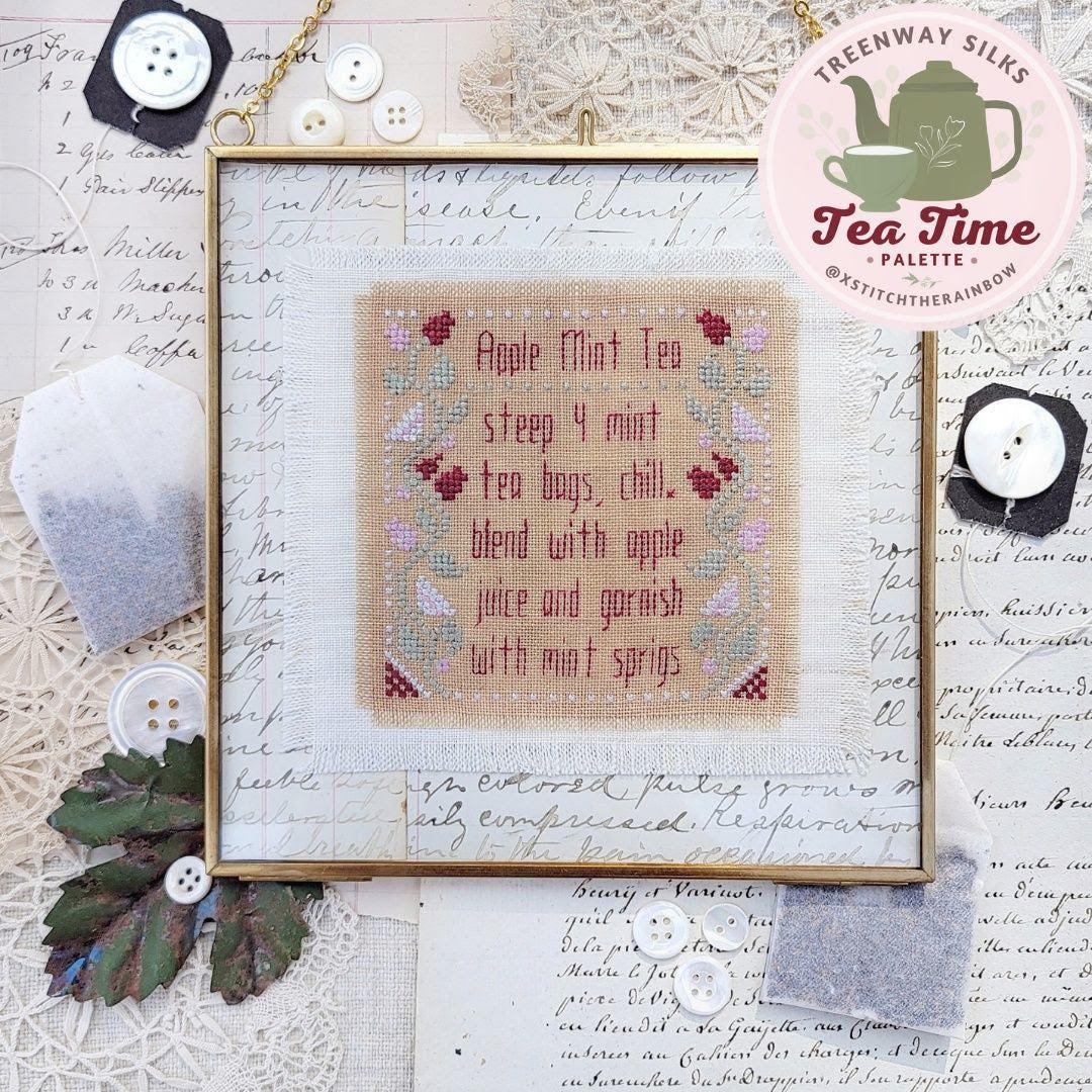 Apple Mint Tea - Hello From Liz Mathews - Cross Stitch Pattern, Needlecraft Patterns, The Crafty Grimalkin - A Cross Stitch Store