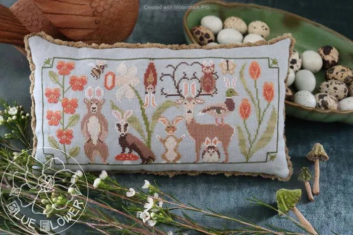 Rabbit Parade - The Blue Flower - Cross Stitch Pattern, Needlecraft Patterns, Needlecraft Patterns, The Crafty Grimalkin - A Cross Stitch Store