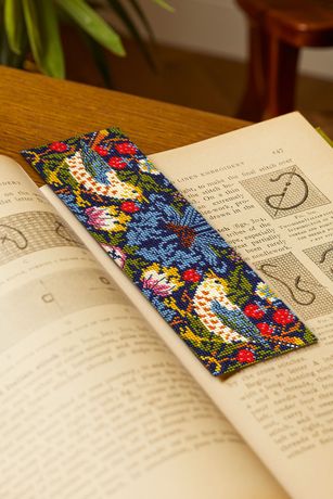 DMC V&A Advanced Bookmark Cross Stitch Kit by William Morris - Strawberry Thief