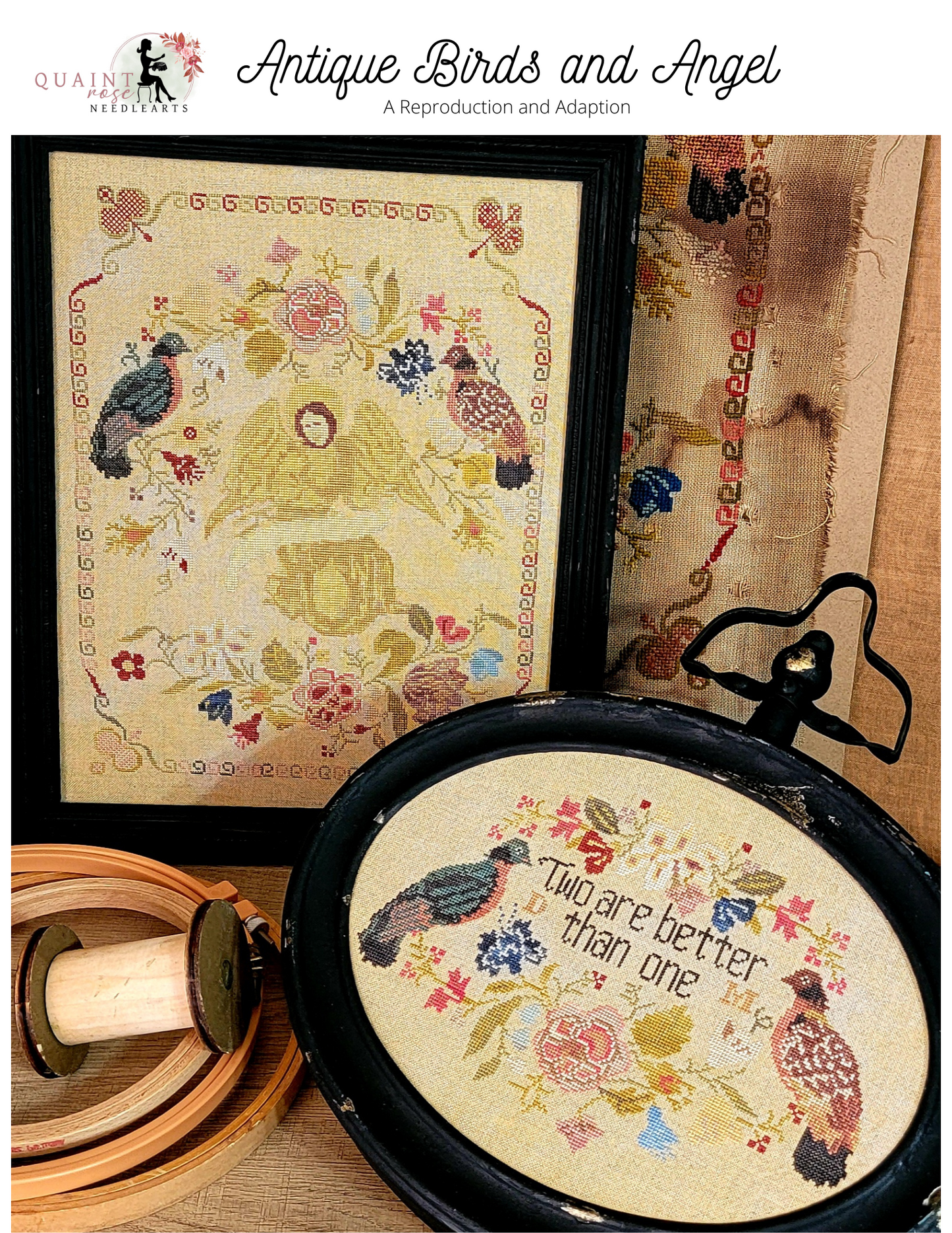 Antique Birds and Angel - Quaint Rose NeedleArts - Cross Stitch Patterns, Needlecraft Patterns, The Crafty Grimalkin - A Cross Stitch Store