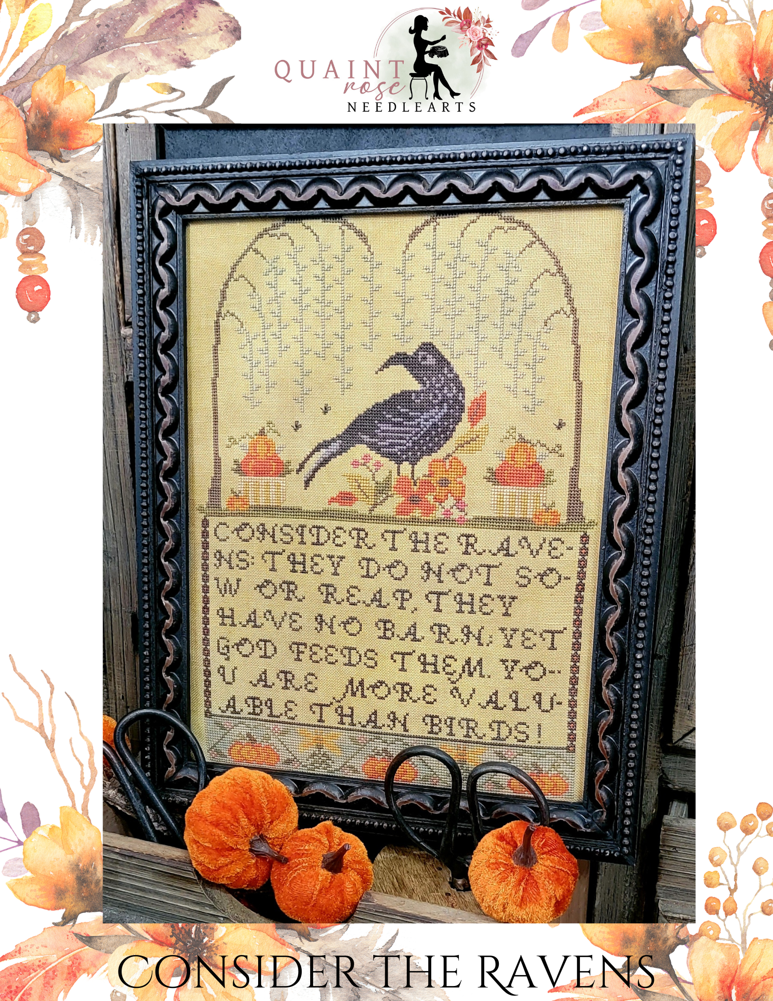 Consider the Ravens - Quaint Rose NeedleArts - Cross Stitch Patterns, The Crafty Grimalkin - A Cross Stitch Store