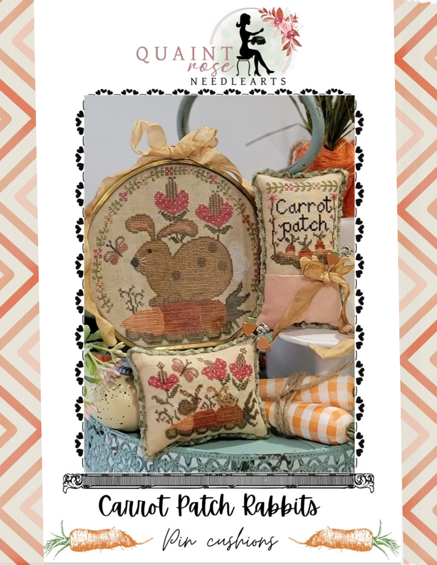Carrot Patch Rabbits - Quaint Rose NeedleArts - Cross Stitch Patterns, Needlecraft Patterns, The Crafty Grimalkin - A Cross Stitch Store