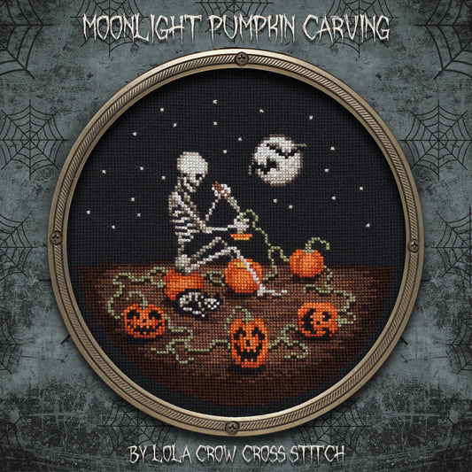 Moonlight Pumpkin Carving - Lola Crow - Cross Stitch Pattern