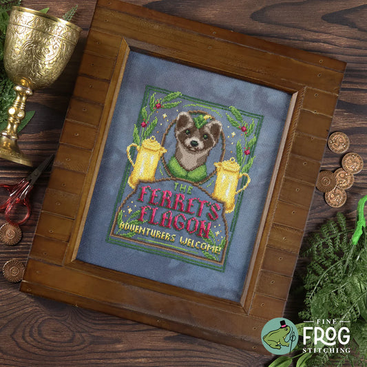 Ferret's Flagon - Fine Frog Stitching - Cross Stitch Pattern