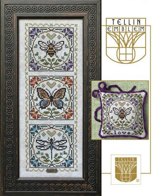 Love Bugs - Tellin Emblem - Cross Stitch Pattern, Needlecraft Patterns, The Crafty Grimalkin - A Cross Stitch Store